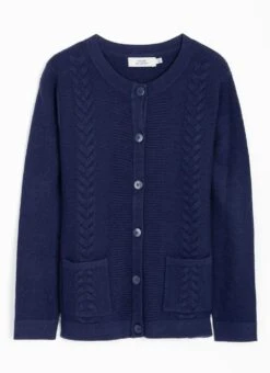 Single Cable Knit Crew Neck Cardigan -The Edinburgh Woollen Mill 66585pvl ae1e79cdaedf20f