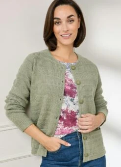 Textured Stripe Collared Cardigan