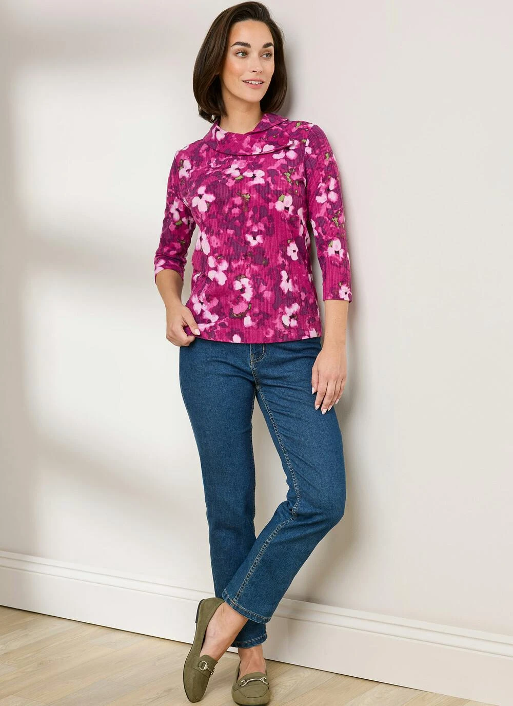 Textured Print Cowl Neck Top 2 Textured Print Cowl Neck Top - Image 2