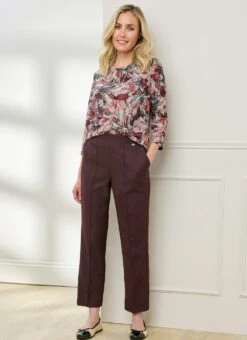 Comfort Fit Woven Herringbone Trousers