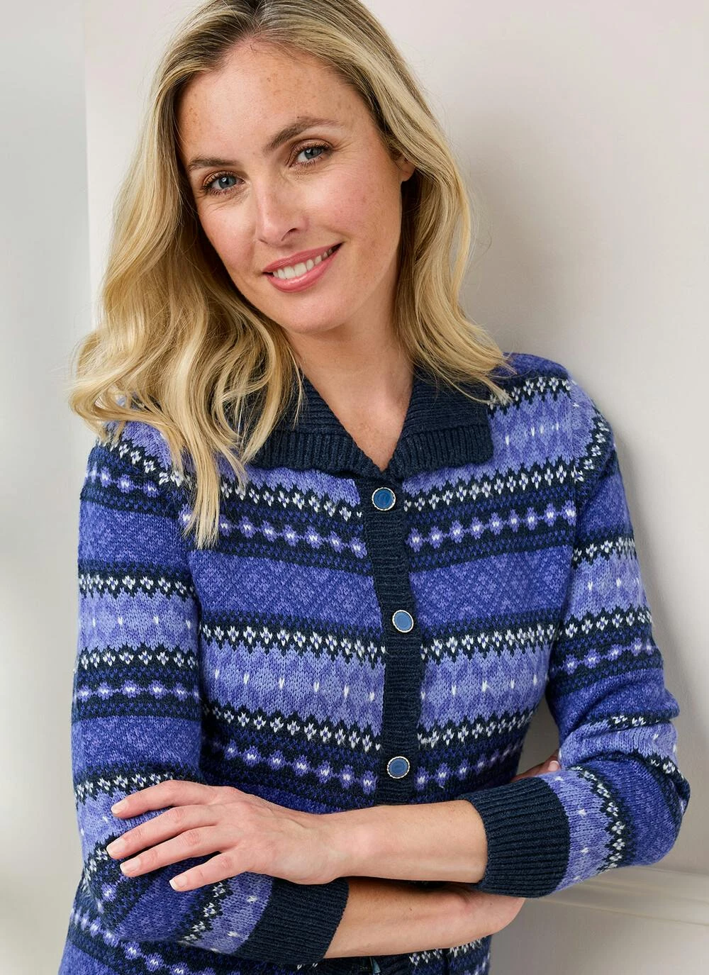 Fairisle Knit Collared Cardigan 2 Fairisle Knit Collared Cardigan - Image 2