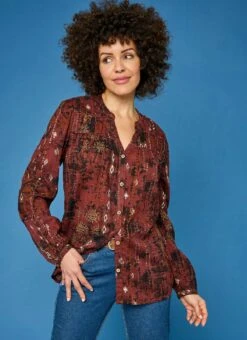 Pure Cotton Ruched Shoulder Blouse