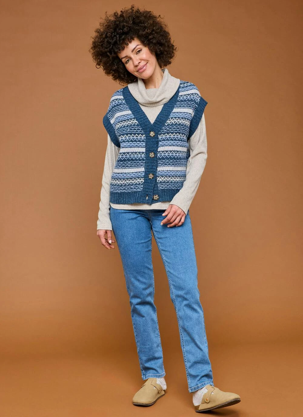 Soft Touch Relaxed Fairisle Waistcoat 2 Soft Touch Relaxed Fairisle Waistcoat - Image 2