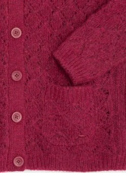 Wool Blend Crew Neck Pointelle Cardigan -The Edinburgh Woollen Mill 66909pvl a4bfac78fe284ce