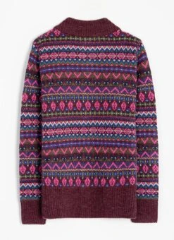 Wool Blend Fairisle Funnel Neck Cardigan -The Edinburgh Woollen Mill 66940pvl a6098ceb27cd003