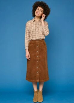 Pure Cotton Cord Midi Skirt