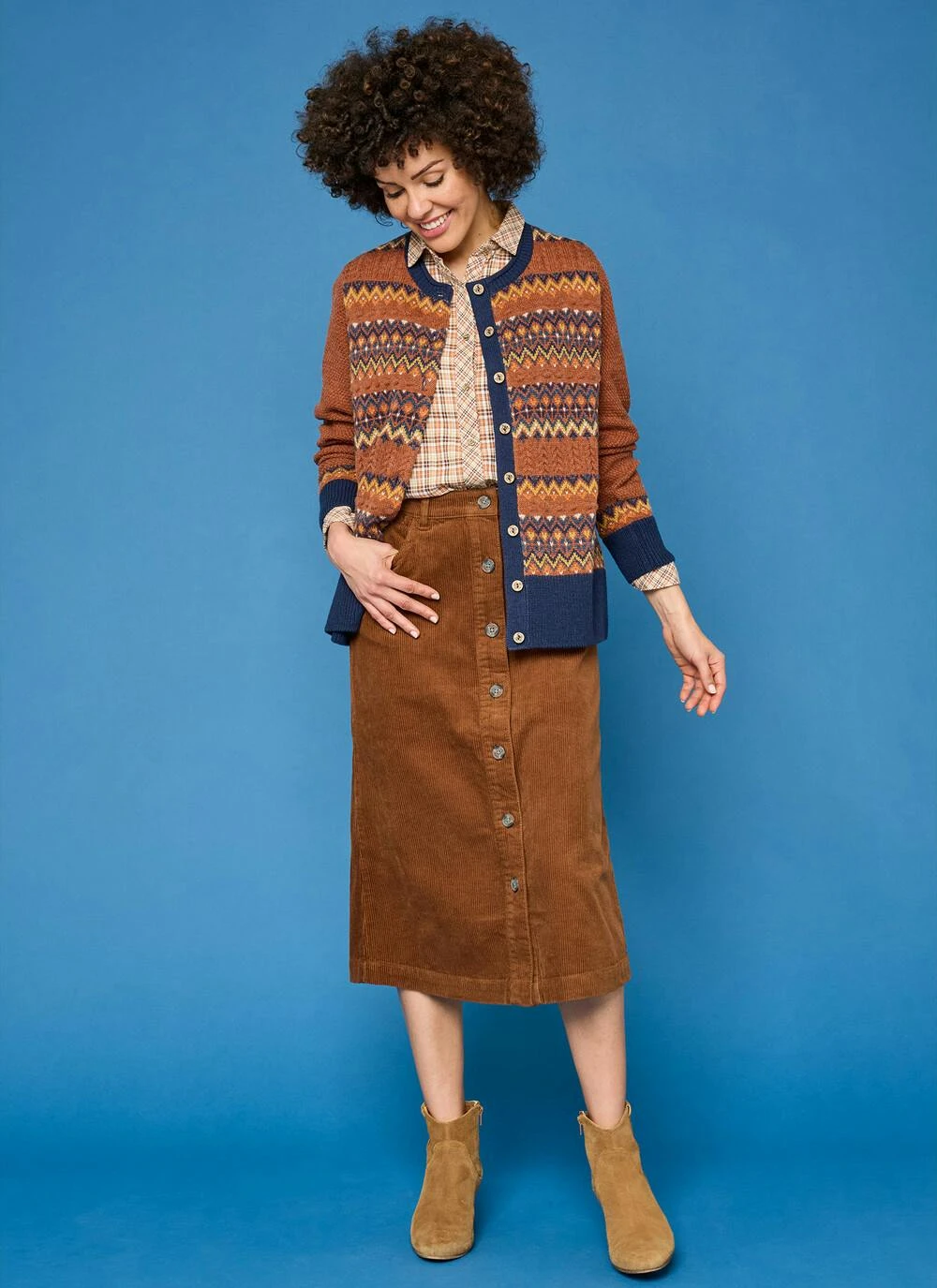 Pure Cotton Cord Midi Skirt 2 Pure Cotton Cord Midi Skirt - Image 2