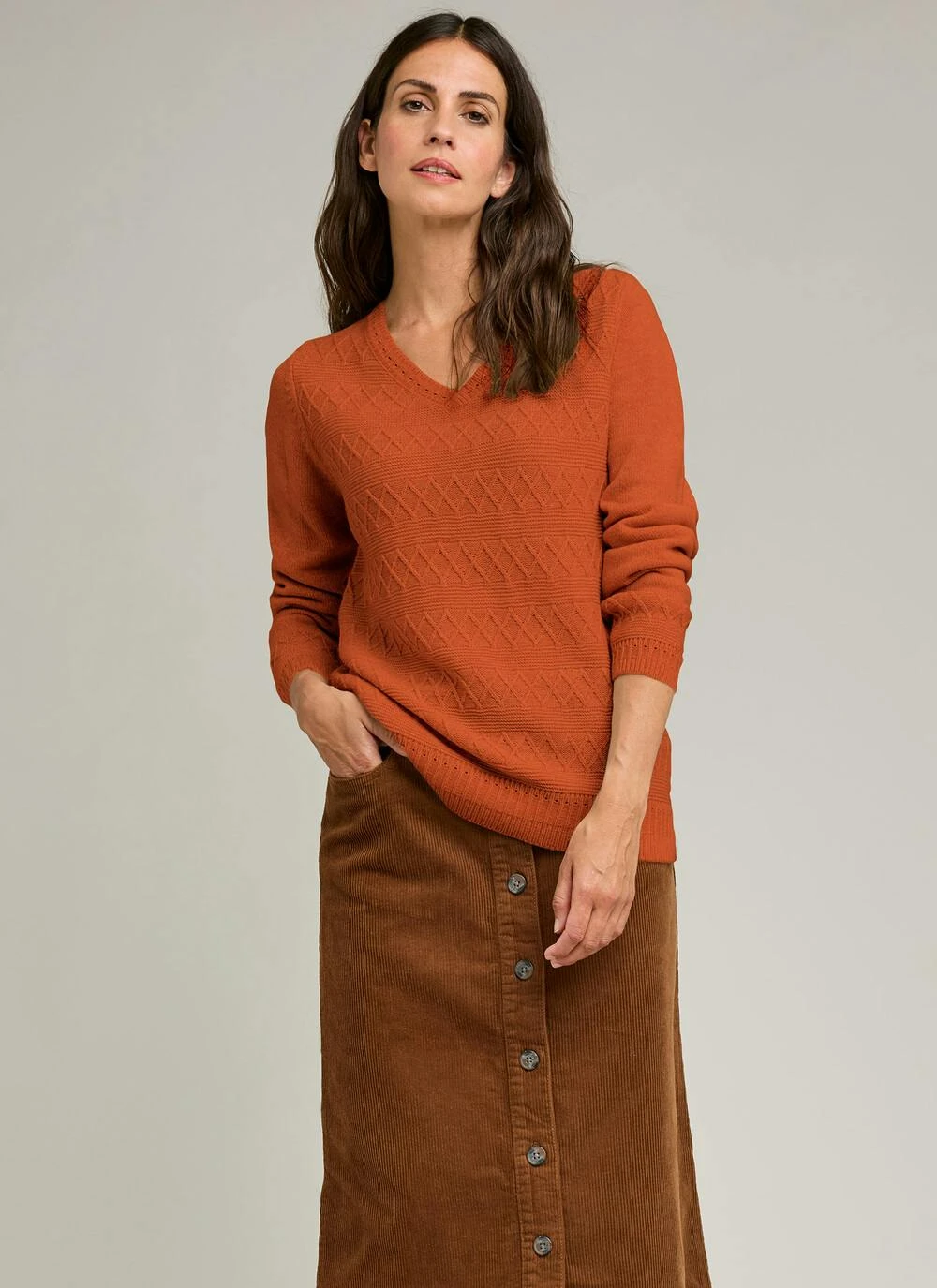 Textured Stitch V Neck Jumper 1 Textured Stitch V Neck Jumper