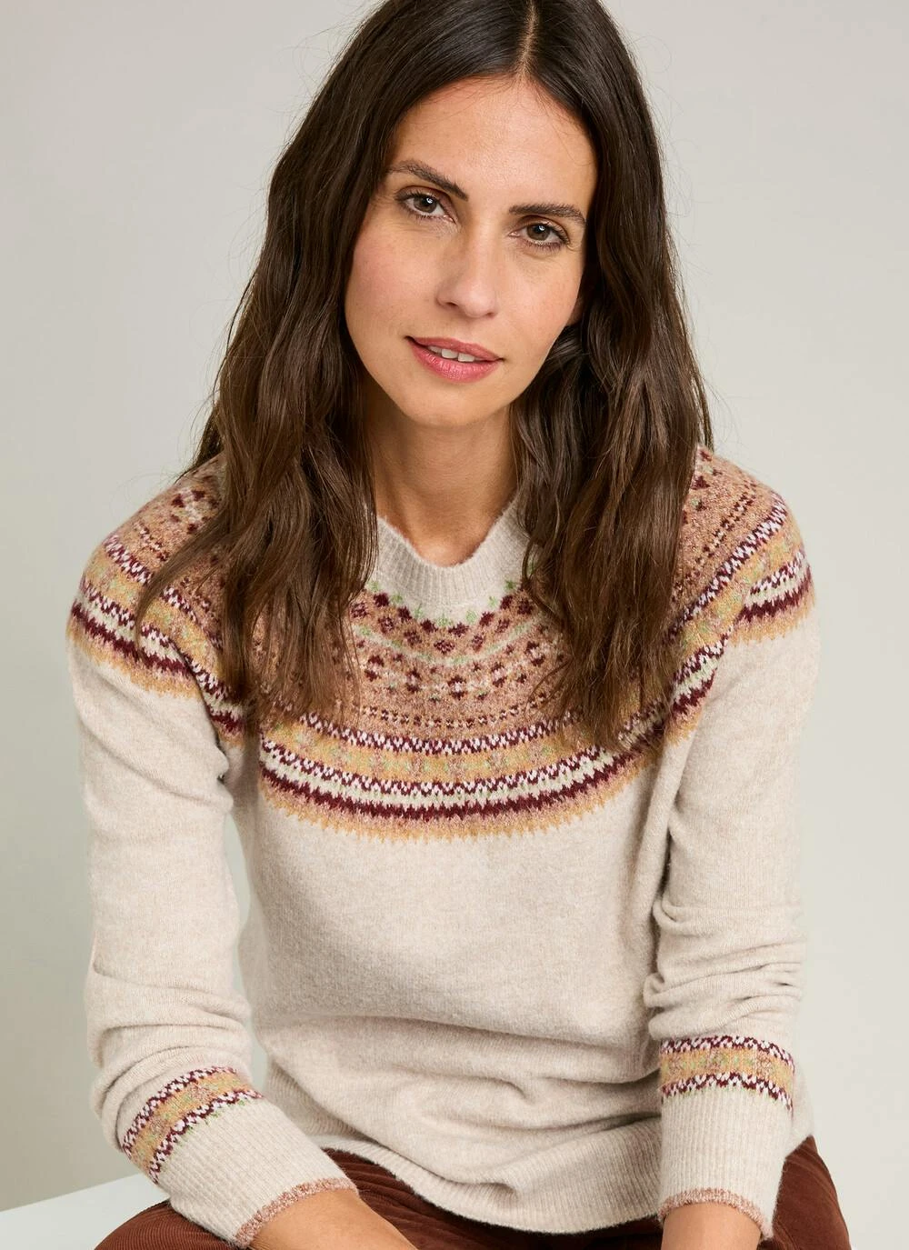 Soft Touch Fairisle Yoke Crew Neck Jumper 2 Soft Touch Fairisle Yoke Crew Neck Jumper - Image 2