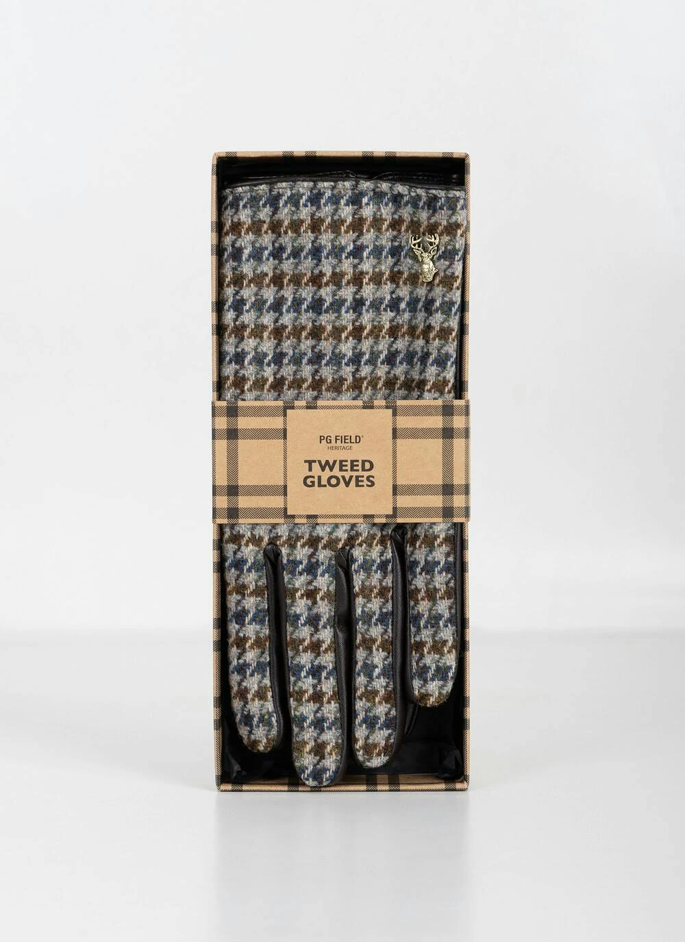 Mens Boxed Gloves In Houndstooth Check 1 Mens Boxed Gloves In Houndstooth Check