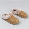 Comfy Faux Fur Lined Whip Stich Detail Mule Slippers