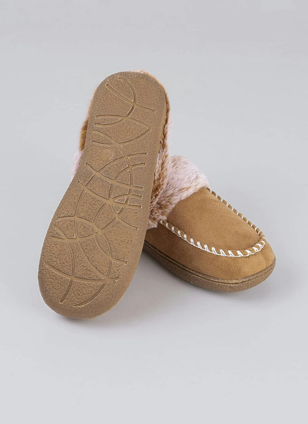 Comfy Faux Fur Lined Whip Stich Detail Mule Slippers 3 Comfy Faux Fur Lined Whip Stich Detail Mule Slippers - Image 3