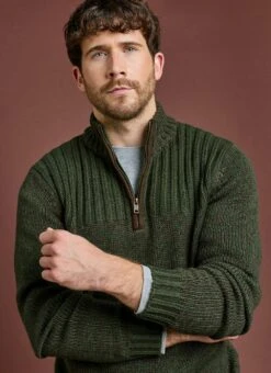 Textured Knit Zip Neck Jumper