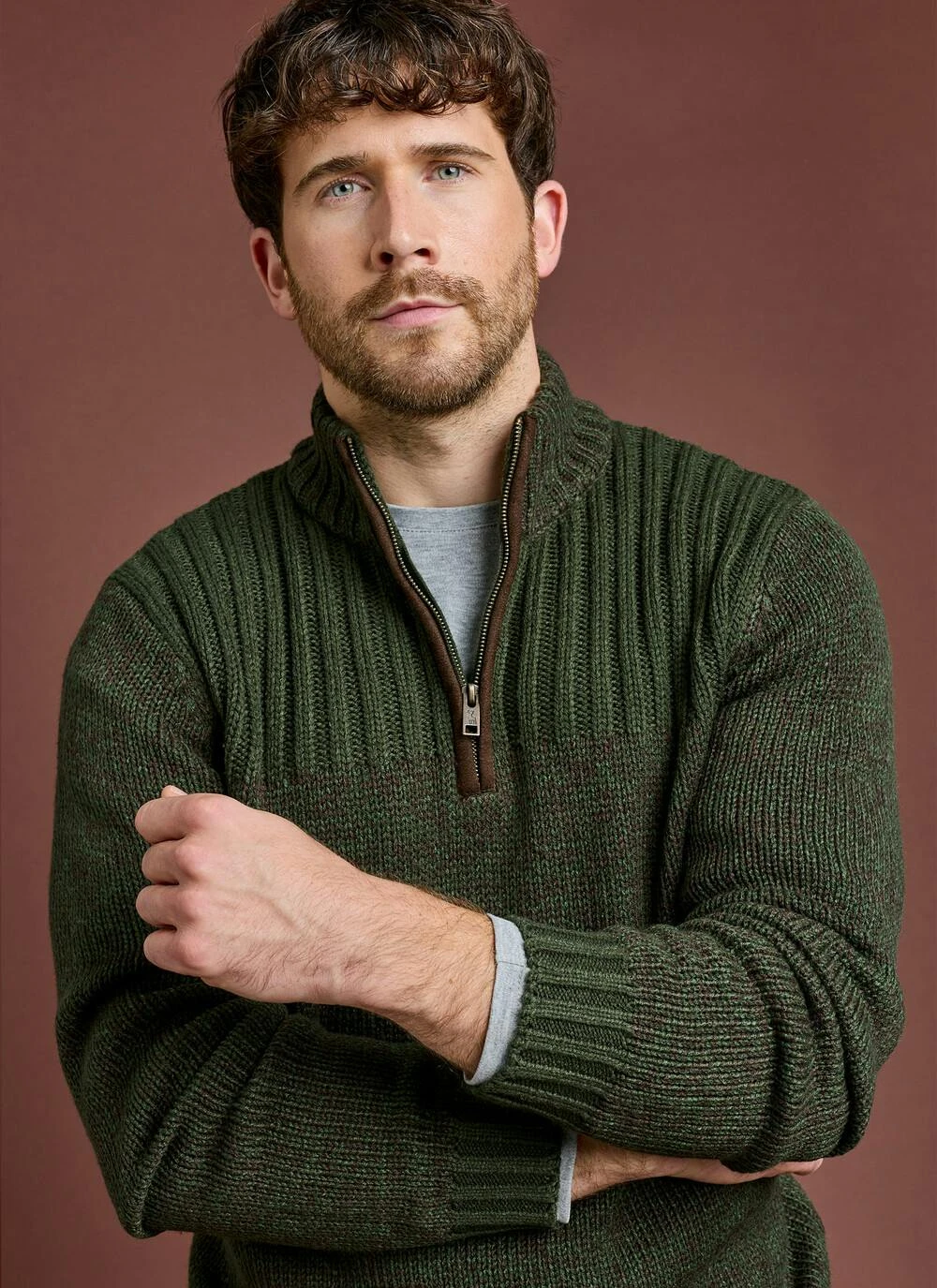 Textured Knit Zip Neck Jumper 1 Textured Knit Zip Neck Jumper