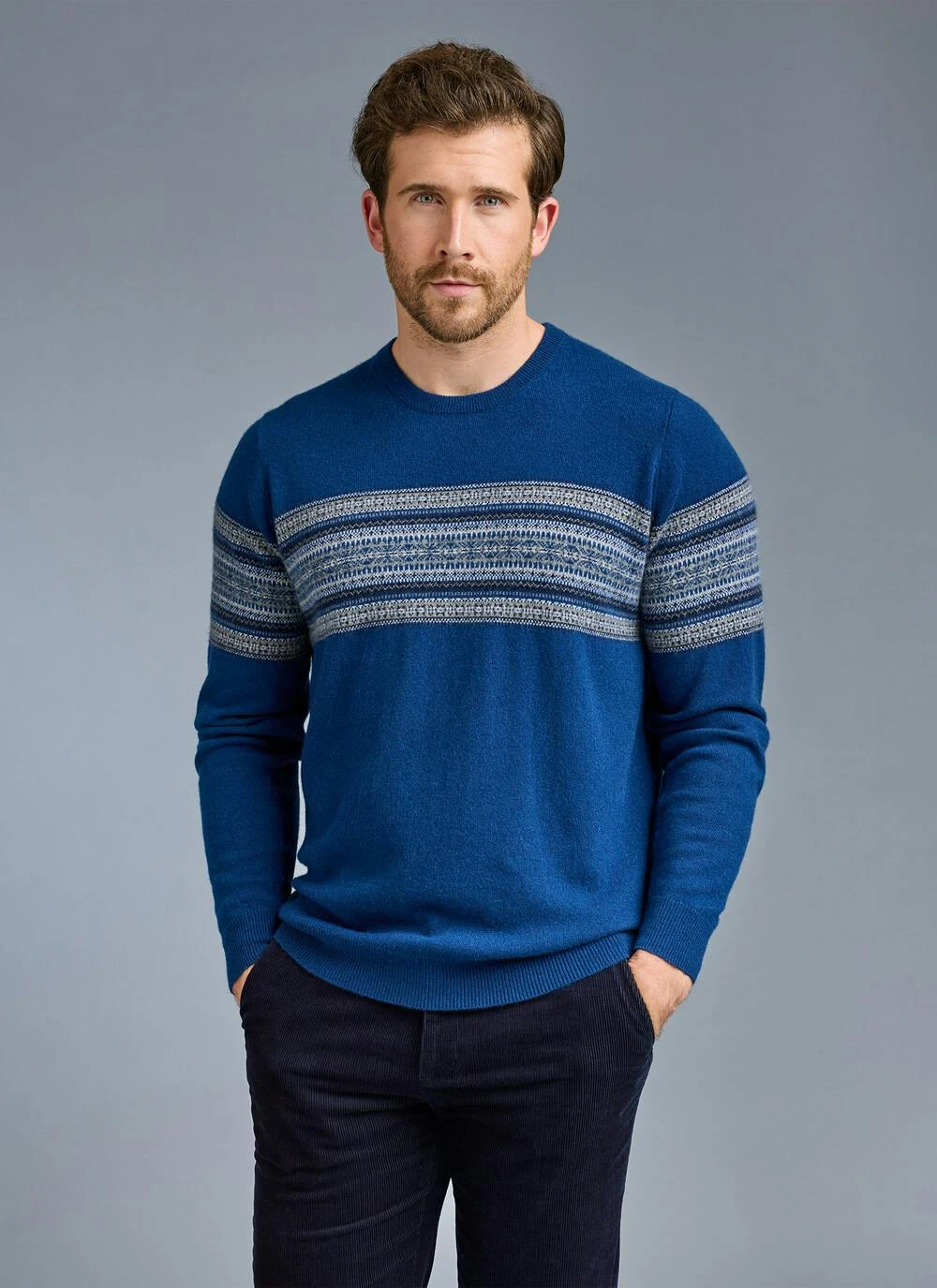 Pure Cashmere Fairisle Crew Neck Jumper 1 Pure Cashmere Fairisle Crew Neck Jumper