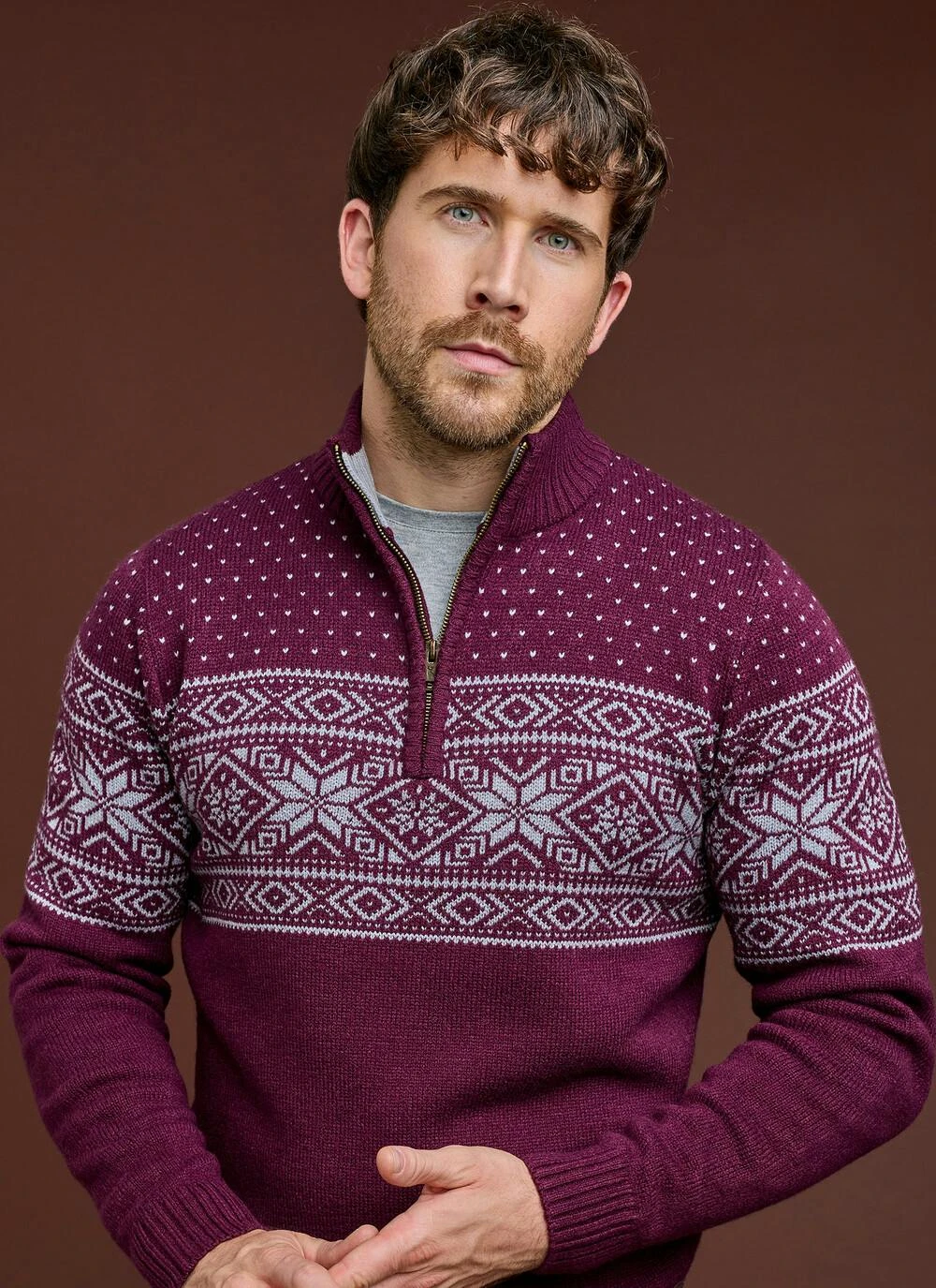 Fairisle Zip Neck Jumper 2 Fairisle Zip Neck Jumper - Image 2