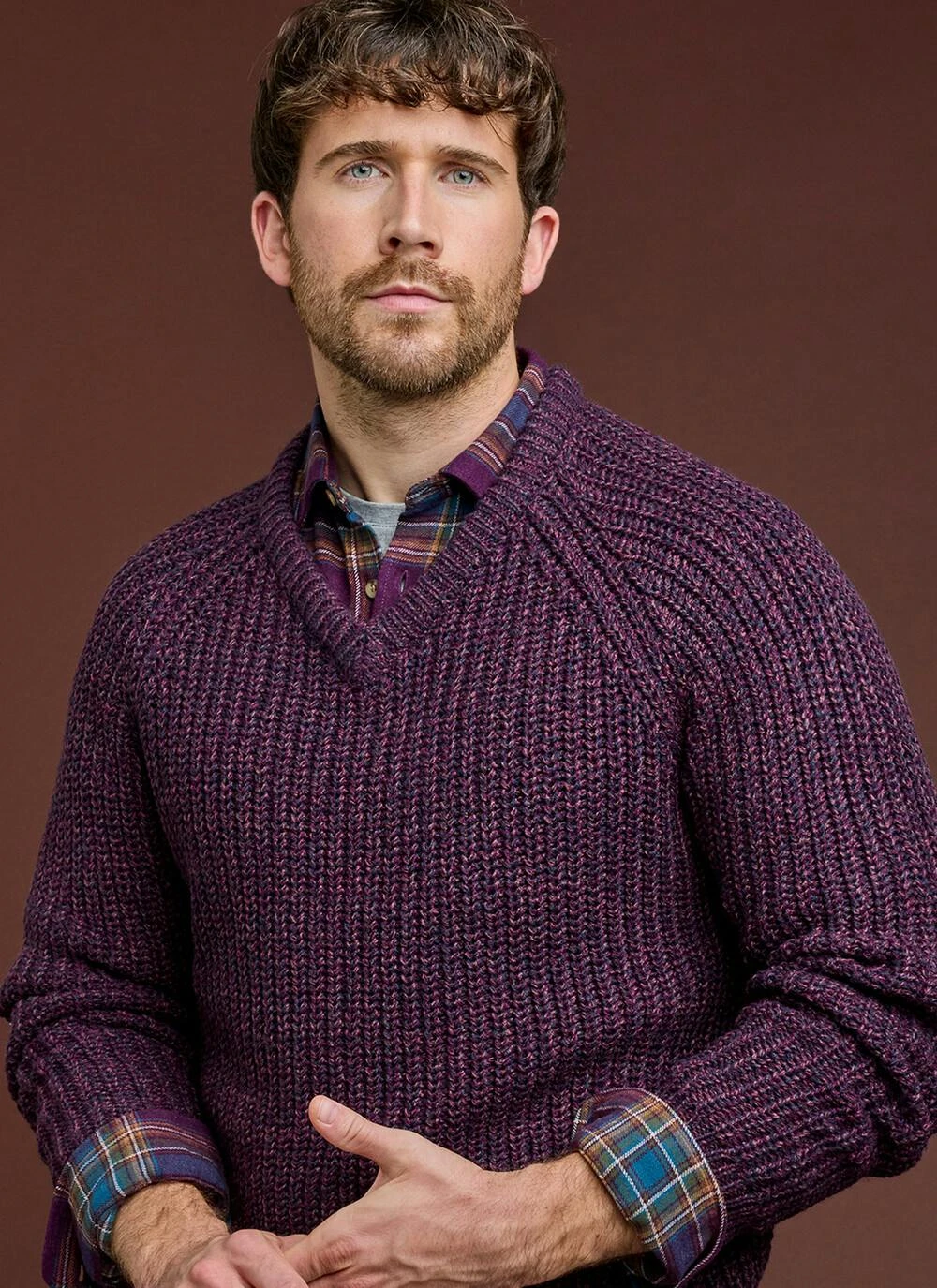 V Neck Fisherman Rib Jumper 2 V Neck Fisherman Rib Jumper - Image 2