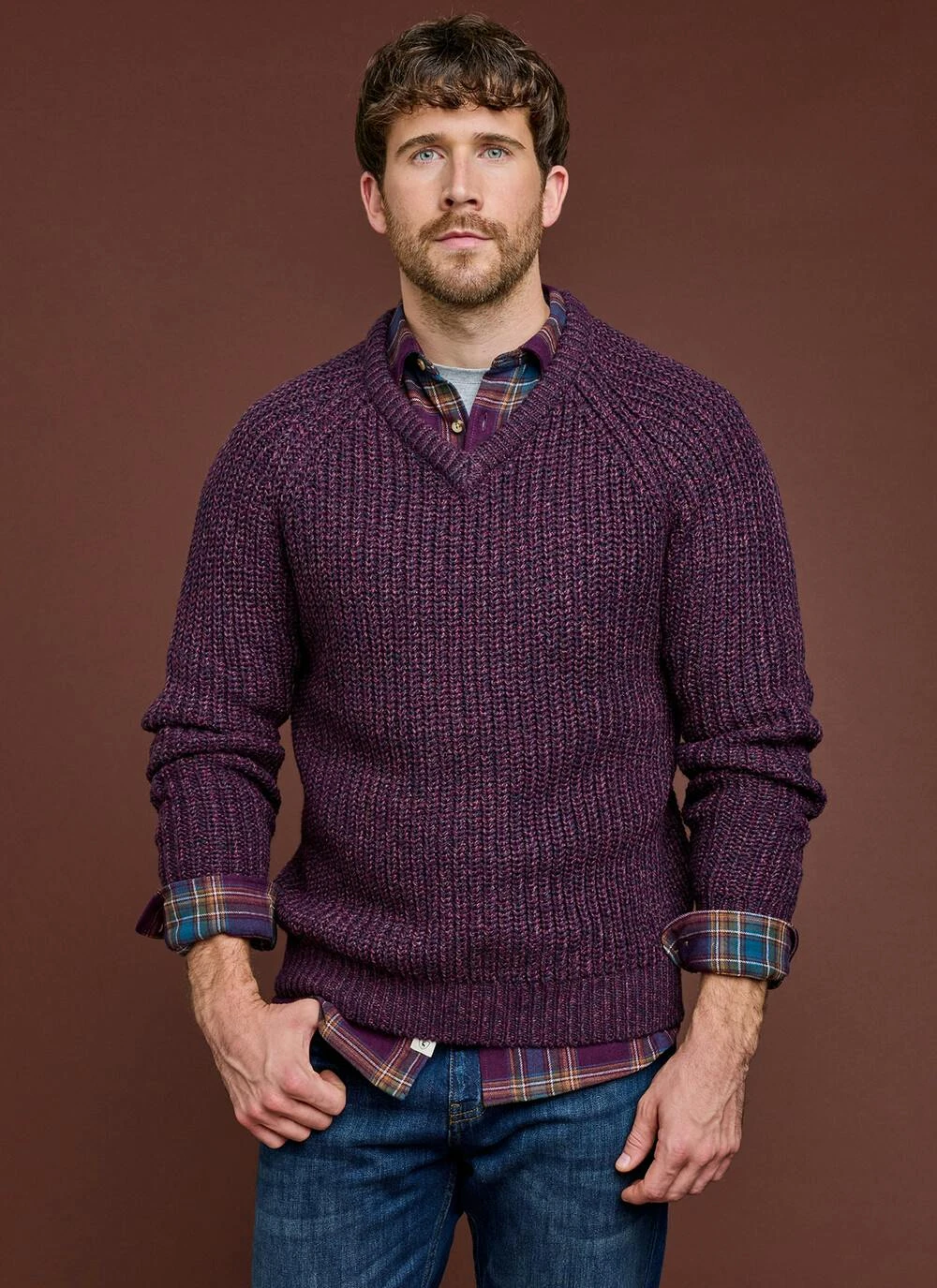 V Neck Fisherman Rib Jumper 1 V Neck Fisherman Rib Jumper