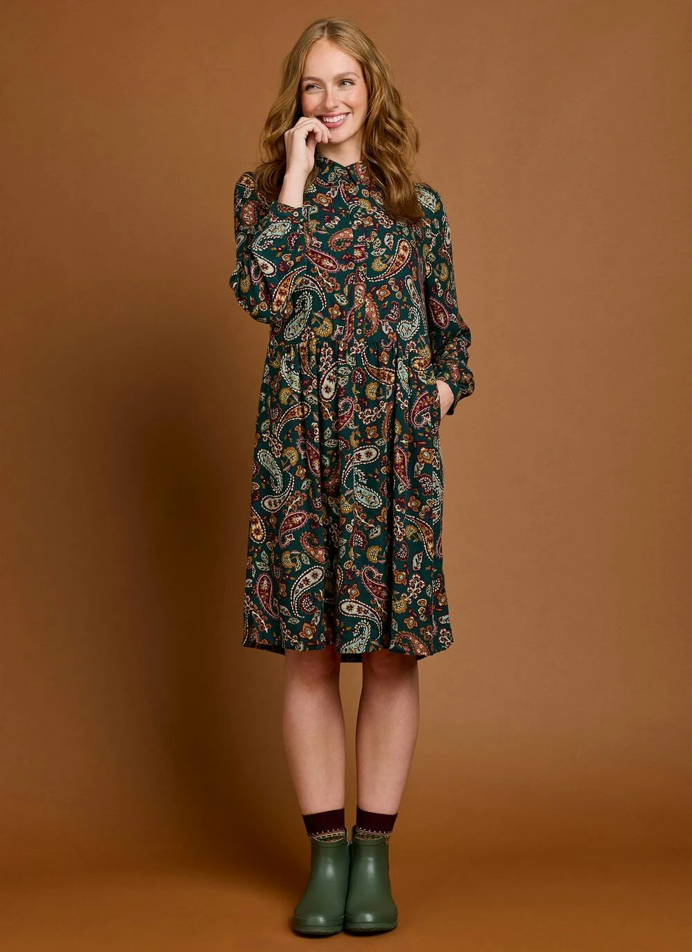 Printed Midi Shirt Dress 1 Printed Midi Shirt Dress