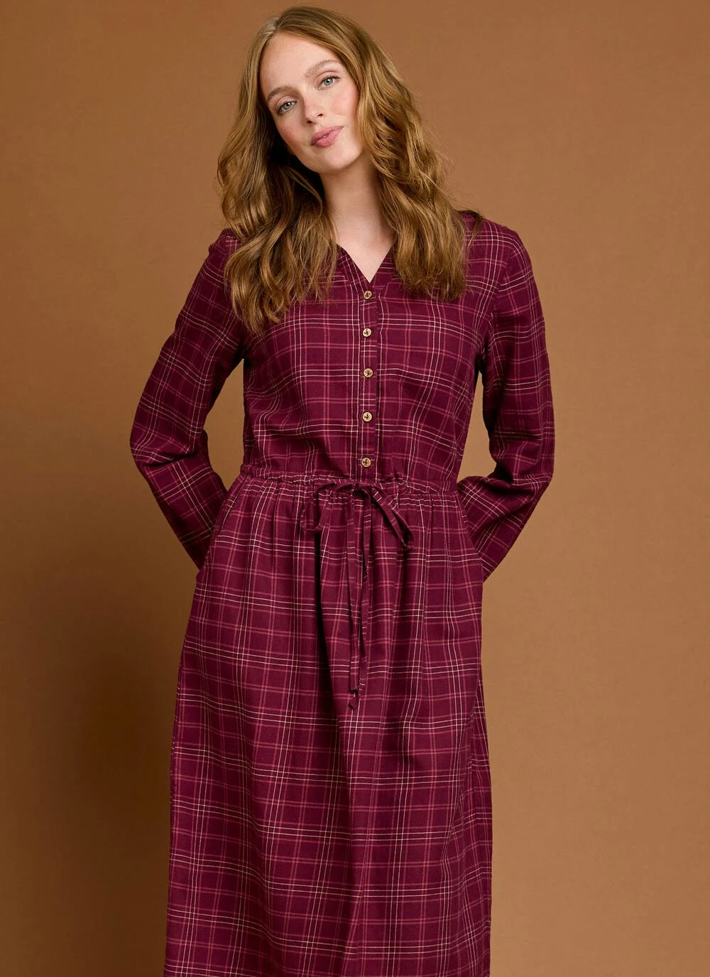 Pure Cotton Collared Check Dress 2 Pure Cotton Collared Check Dress - Image 2