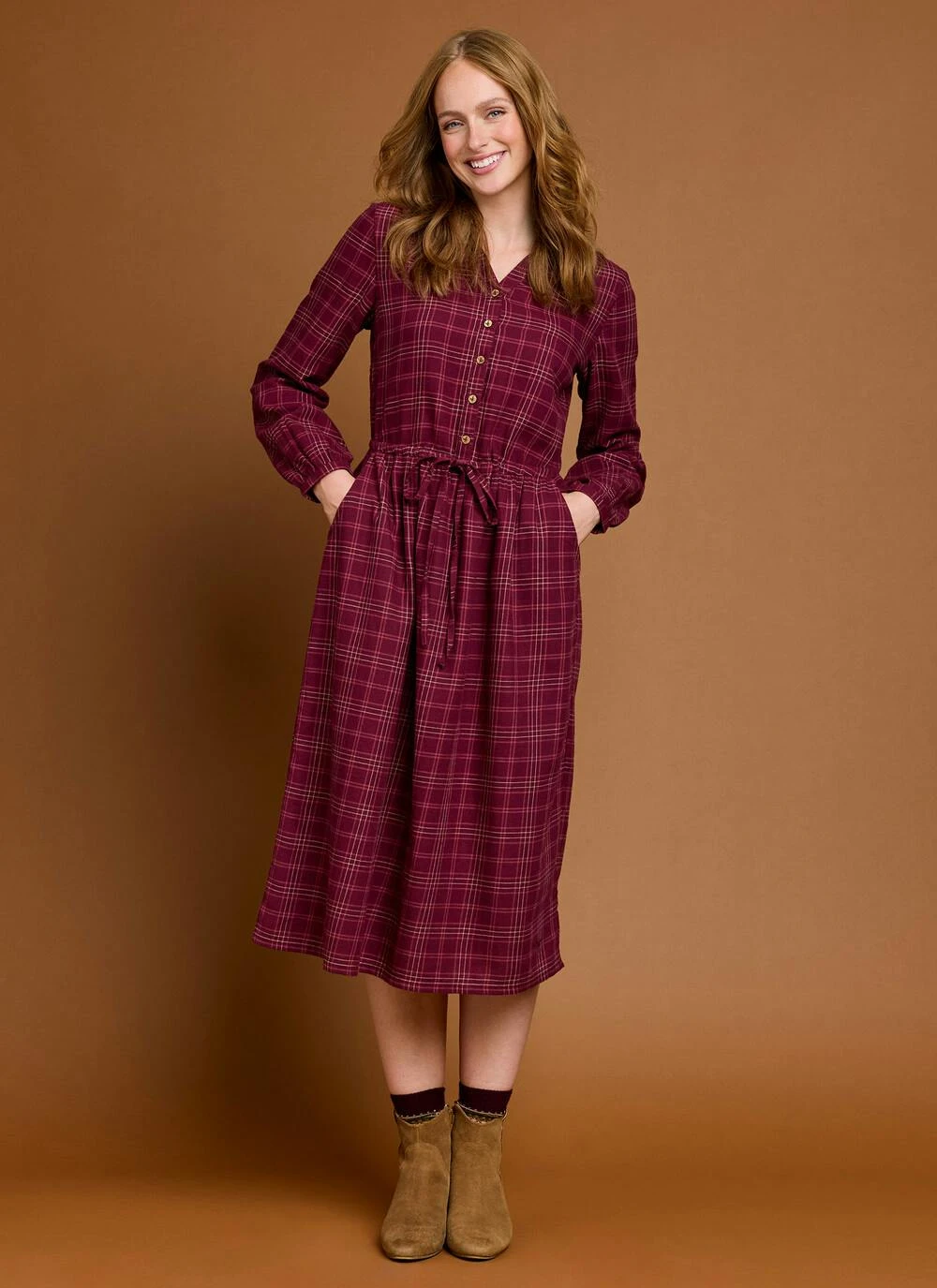 Pure Cotton Collared Check Dress 1 Pure Cotton Collared Check Dress