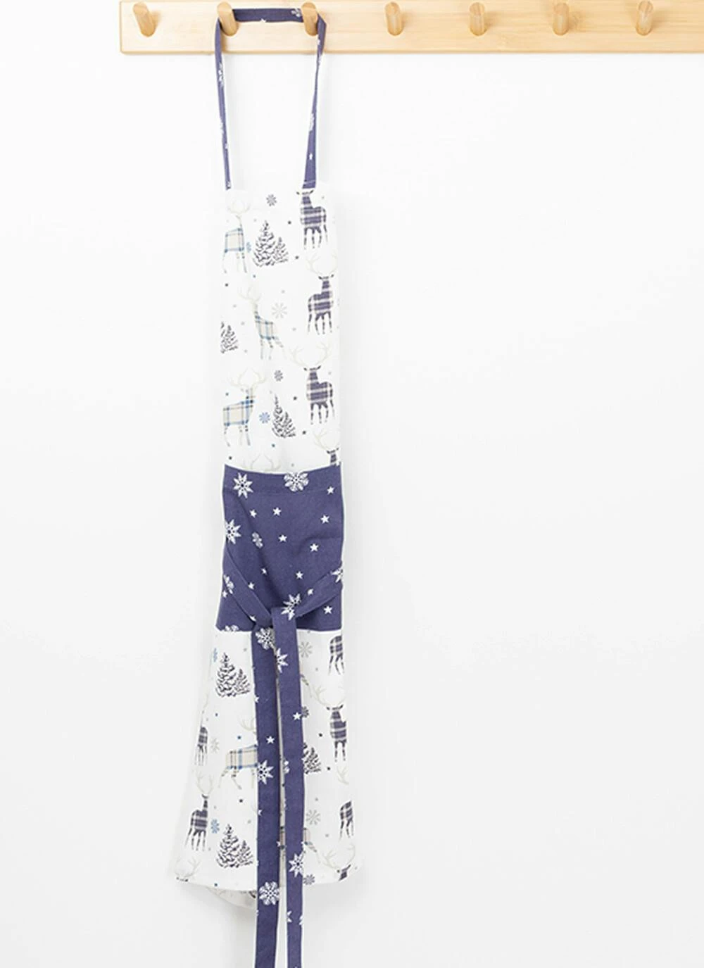 Stag Print Cotton Navy Apron 1 Stag Print Cotton Navy Apron