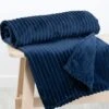 Ribbed Fleece Navy Throw