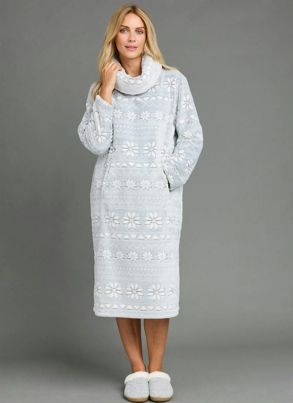 Cosy Fleece Fairisle Cowl Neck Lounger 2 Cosy Fleece Fairisle Cowl Neck Lounger - Image 2