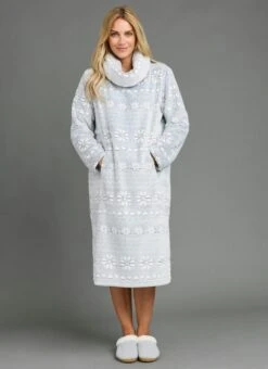 Cosy Fleece Fairisle Cowl Neck Lounger